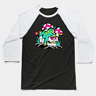 Frog skull and mushrooms Baseball T-Shirt